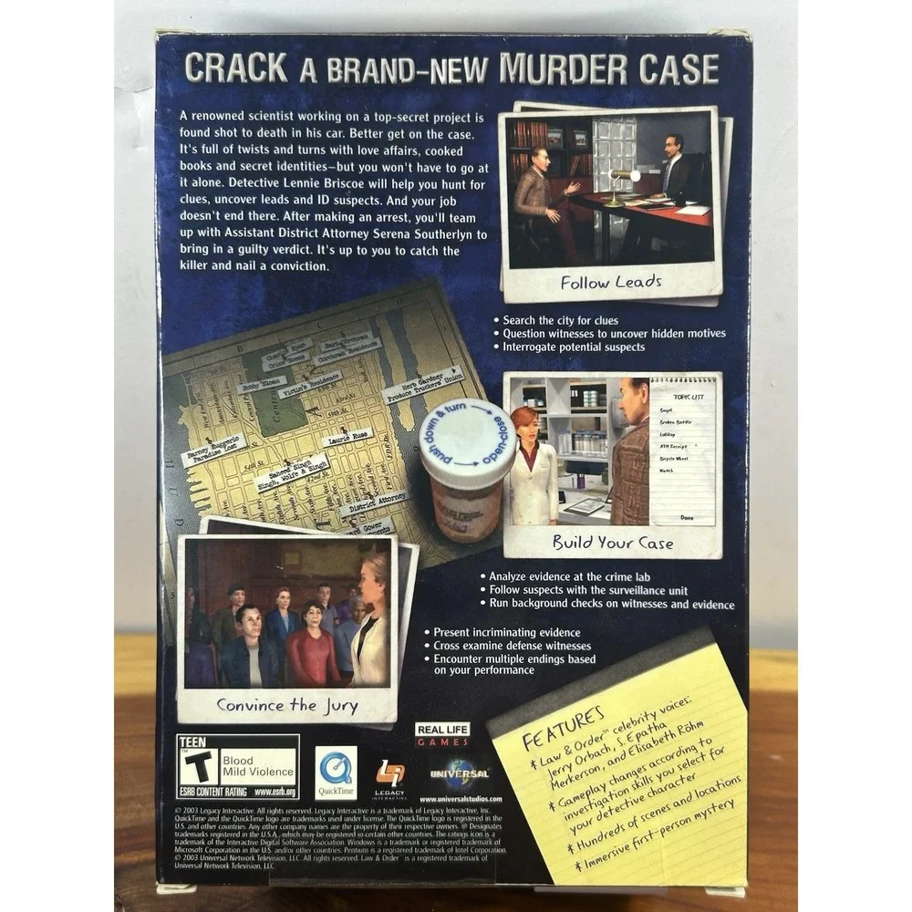Law & Order II Double or Nothing PC‎ CD ROM Game for Win 98/2000/ME/XP 2003